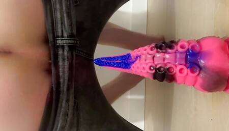 Amazing ASS femboy with MONSTER dildo (1st training)