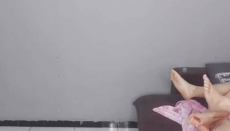 Stepson catches stepmother masturbating her ass