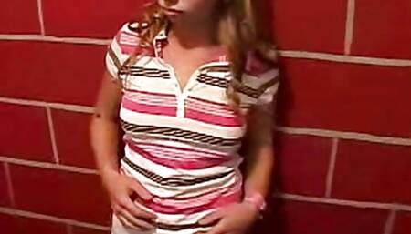 Little April Fingering Pussy on Comfort Room
