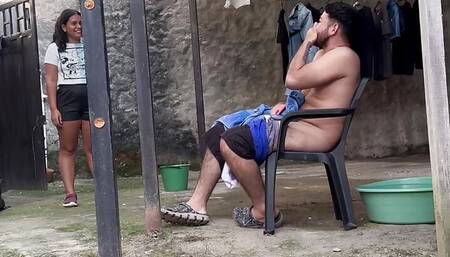 I MY BROTHER-IN-LAW MASTURBATING IN THE YARD AND HELP HIM BEFORE HIS BROTHER ARRIVES