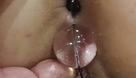 He fills mi tight ass hole with 7 large glass blls
