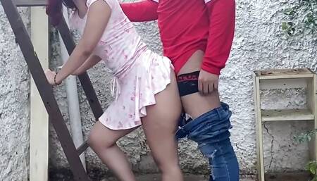 My stepsister is in the yard wearing some clothes and I take the opportunity to put my hand under that skirt to fail the neighbors almost