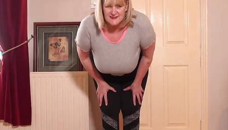 Auntjudys - Working Out with Busty Mature BBW Catherine and Her Big Natural Tits