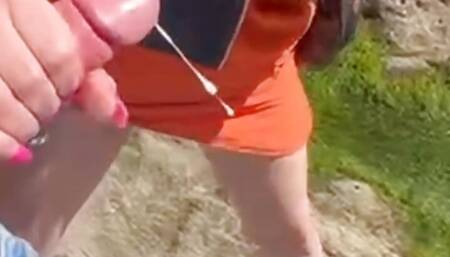 Deep Blowjob in Public on the BEACH!! Public sex risked !