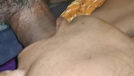 Desi aunty's mouth put land in boyfriend alone