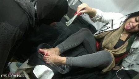 My slave Licked my Foot with Male Cum (condom) Cuckold by Mistress Beh # SD MOBILE