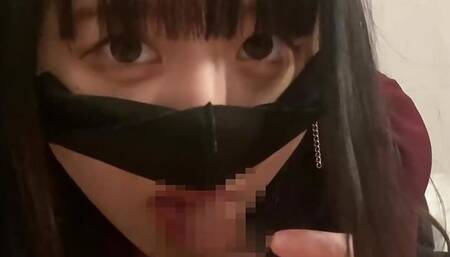 POV Japanese goth girl, She shoots in her mouth with a thick, moist Blowjob