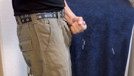 Masturbation with cargo pants