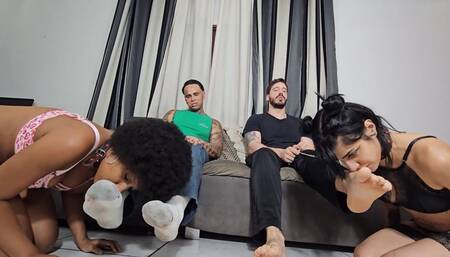 MrPeach and JHONNY - Let's humiliate these slave girls together!