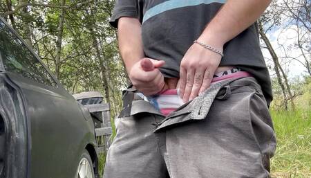 Jerking off at a campsite