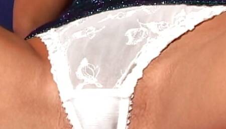 Petite French maid plays with dildo