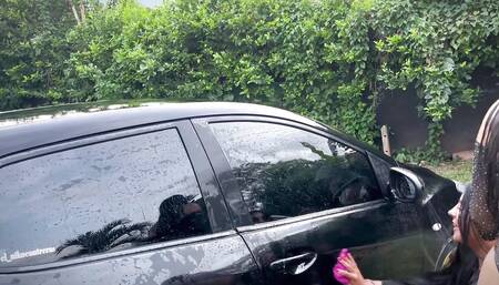 Horny Students Wash Car and Fuck