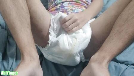 ABDL diaper Boy Jerking off While showing His Feet