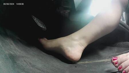 Dirty barefoot driving