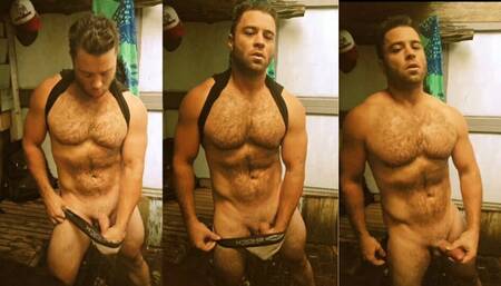 Super Horny Jock Masturbates in Shower with Oil and JockStrap until he Cums