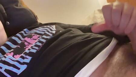 Dick Dawson trying new cock ring and masturbating hairy penis and a big cumshot in bed