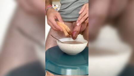 Nutella, milk and dick breakfast food