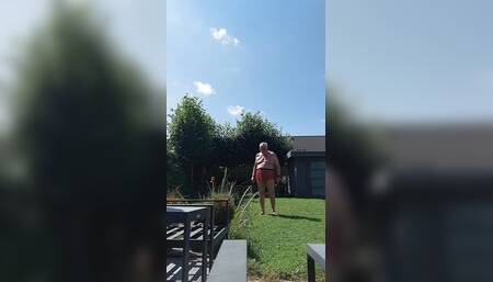 In the garden with my skirt on