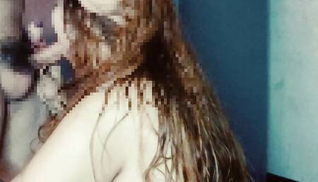 Stepmom asked a favor to clean her pussy using a big cock