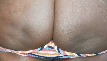 Chubby Ebony Sissy, Shaking her ass Then Play with toy