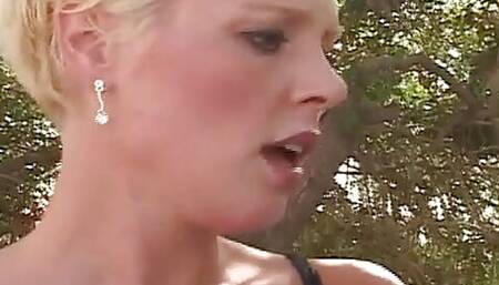 Blonde Teen Get All Holes Smashed by a Older Man Outside While She Licks a Sexy MILF