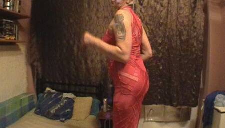 #35: Granny crushing in black boots a silver minicar - Violett from Hungary