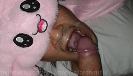 Devouring Daddy's Hot Cum! After College, Sissy Femboy Got Hungry and Decided to Eat Cum!