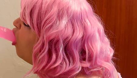 Pink Sissy Dildo Suck