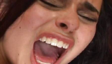 A beautiful French babe gets facialized after rough DP fuck