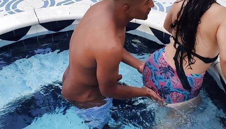 Lots of sun, lots of pool, and stepsiblings Anita with Rioc really wanting to