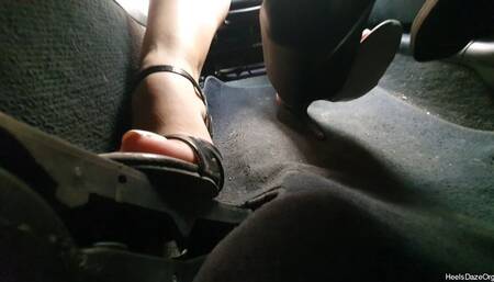 Driving BMW e46 in High Heel Sandals Under Pedal
