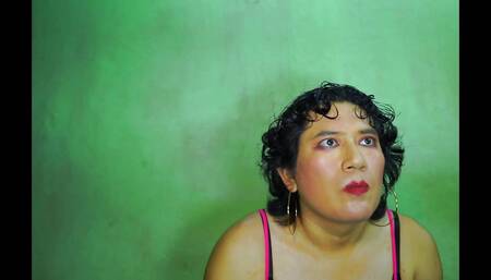 Transgender girl with dildo in her mouth