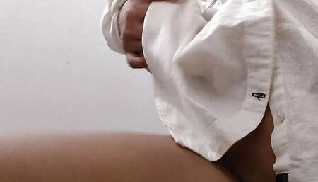 School teen girl shows off her perfect body in the morning because it's so horny