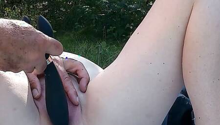 Dildo orgasm at the lake