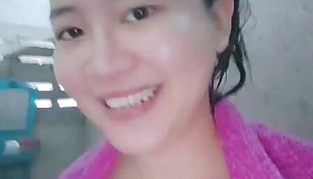 Sexy Cute Hairy Petite Asian Brunette at Home Alone