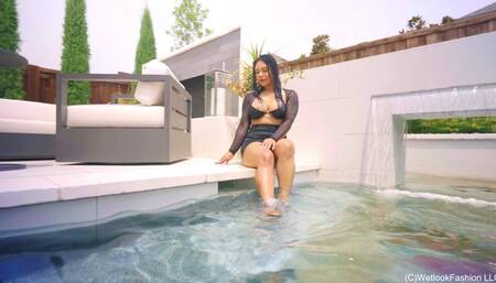 Maria Gets Wet in a Sexy Mini Skirt and a Sheer Crop Top