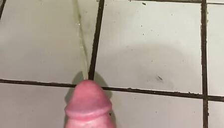 Big Throbbing Hard Cock Pissing on Floor While Squatting Compilation