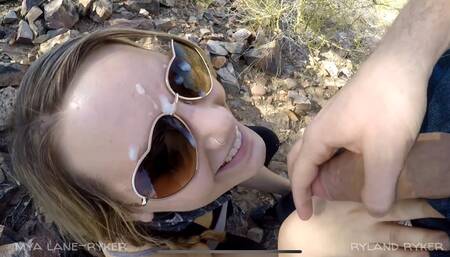 Outdoor Facial and Bent Over Couch for TWO Cumshots