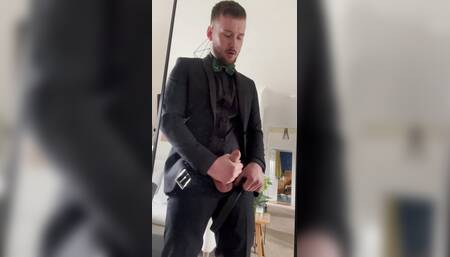 Suited Tux Mirror Wank & Cum