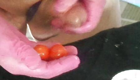 Cocktail Tomatoes with a shot of sperm