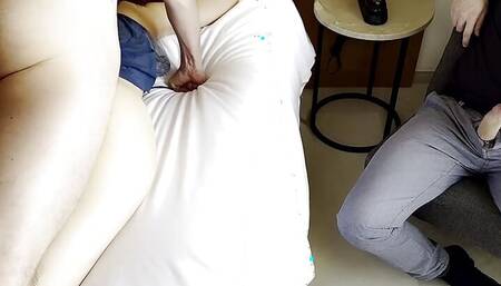 Her Cuckold Husband Can't Get Enough Cum to Eat - Huge Load on Wifes Pussy and Belly From Stranger