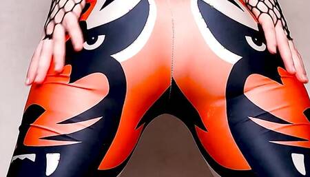 PAWG in Spandex Leggings Spanked Her Ass and Rode a Big Ribbed Dildo