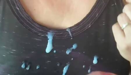 BBW Stepmom Gives Blowjob Until Stepson Squirts On Her Shirt