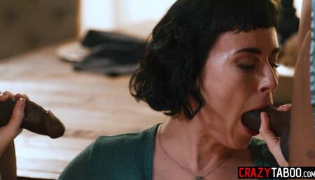 Hot Olive Glass interracial threesome