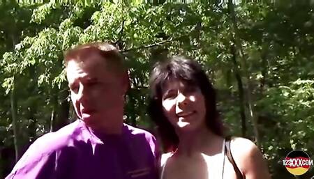 The Older Brunette Loves Outdoor Action with a Huge Cock.