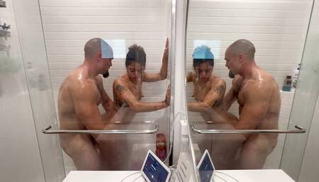 Shower Scene - Part Two. Getting Wet and Soapy Together