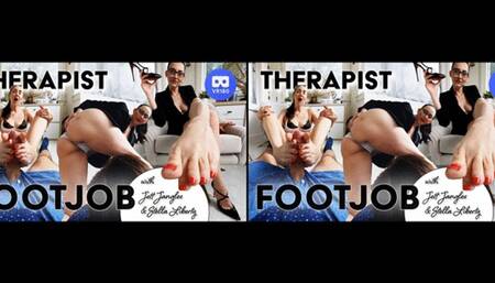 Therapy Footjob with Face-sitting, Handjob and Blowjob with Jett Jangles and Stella Liberty - VR