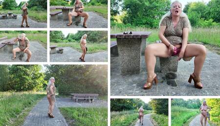Outdoor Squirt with Pussy Juice Swallowing and Naked Walk!