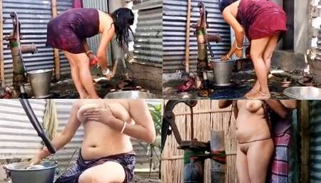 Indian bhabhi birthing in outdoor