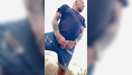 Jerking off on a road with little traffic